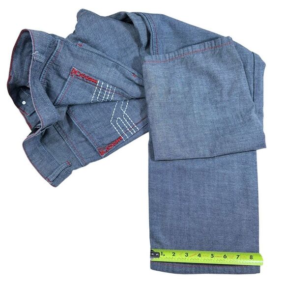 Qruel Red Stitch Straight Leg Denim Jeans Mens Size 32 - Picture 8 of 9